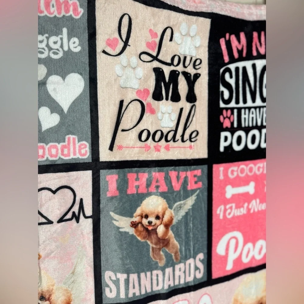 2/for $20 🪩 NEW Pink Poodle Collage Throw Blanket (Size: 3x4 feet)